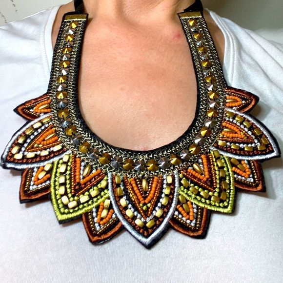 NWT Brown Sunrise Queen Huichol Statement Necklaces - Picture 3 of 6